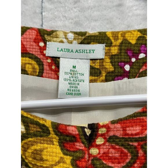Laura Ashley Bright Flowered Lined Button Up Long Sleeve Tapestry Blazer Medium - Picture 4 of 10